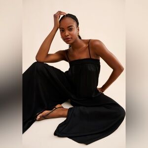 Anthropologie x Maeve Black Waistless Sleeveless Wide-Leg Jumpsuit- XXS